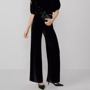 NEW ANN TAYLOR $139 BLACK DRAPEY VELVET PERFECT WIDE LEG PANTS